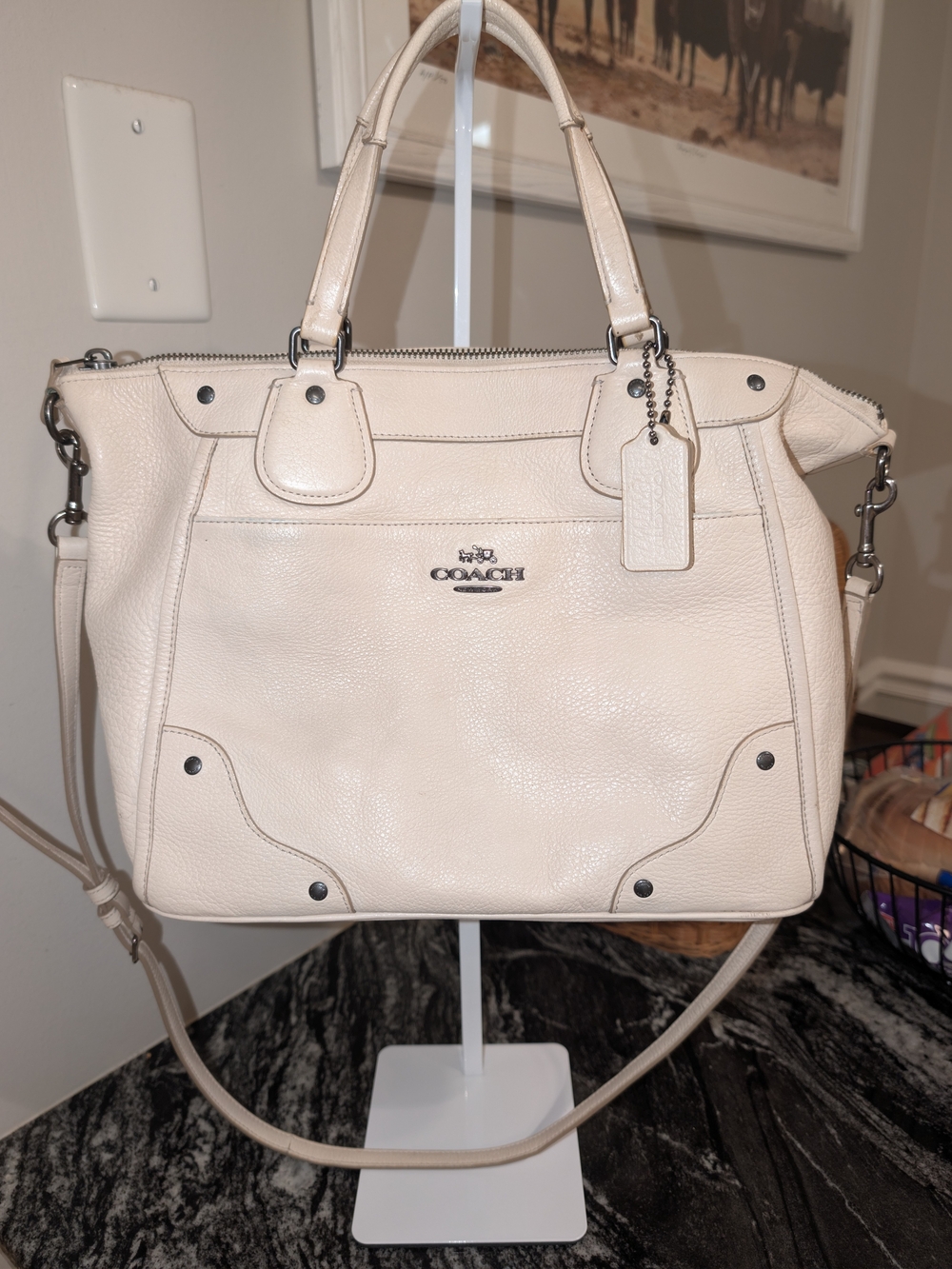 Coach Mickie Satchel Chalk Grain Leather Crossbody F34040 PROJECT BAG